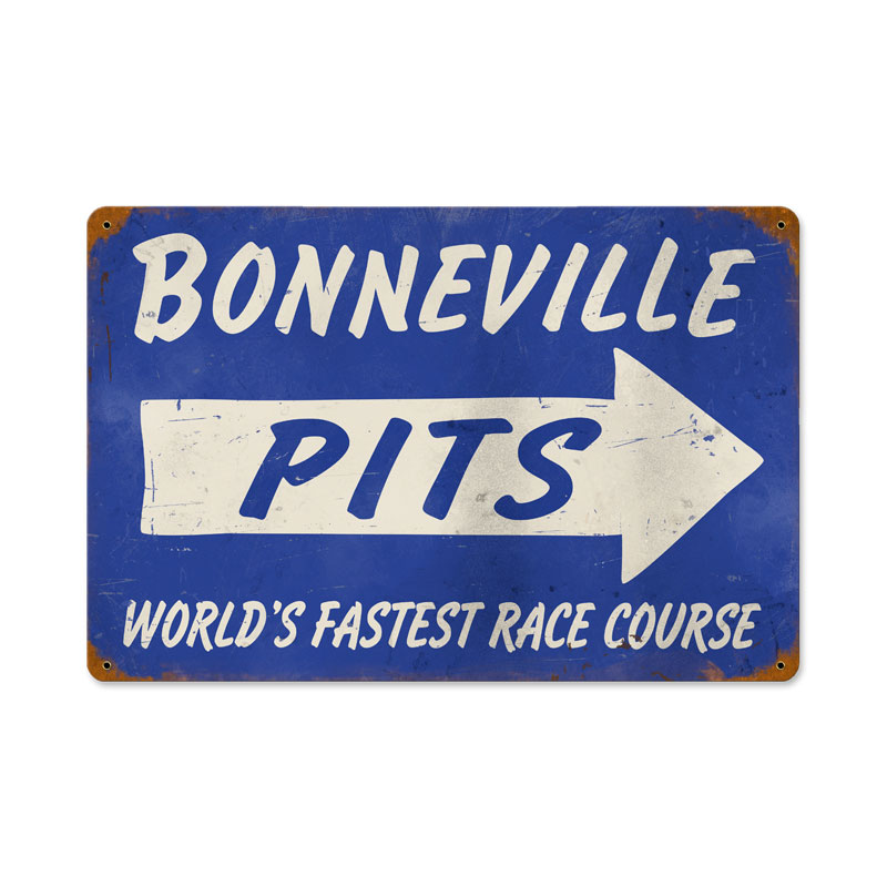 Bonneville Pits, Automotive, Vintage Metal Sign, 18 X 12 Inches