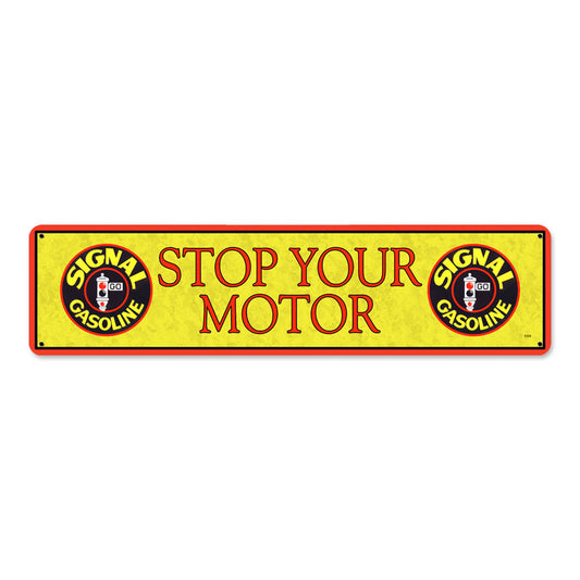 Signal Stop Motor, Automotive, Metal Sign, 20 X 5 Inches