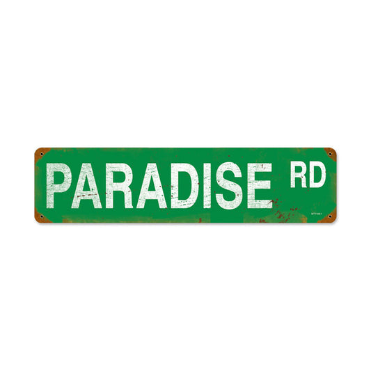 Paradise Road, Automotive, Metal Sign, 20 X 5 Inches
