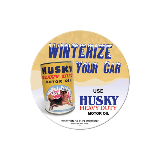 Husky Motor Oil, Automotive, Round Metal Sign, 14 X 14 Inches
