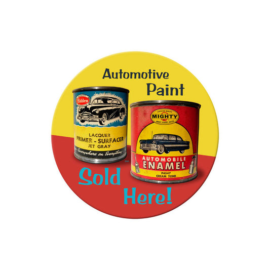 Auto Paint, Automotive, Round Metal Sign, 14 X 14 Inches