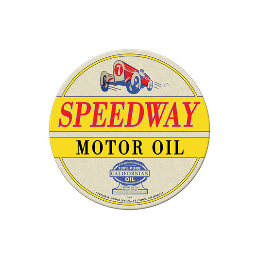 Speedway Oil, Automotive, Round Metal Sign, 14 X 14 Inches