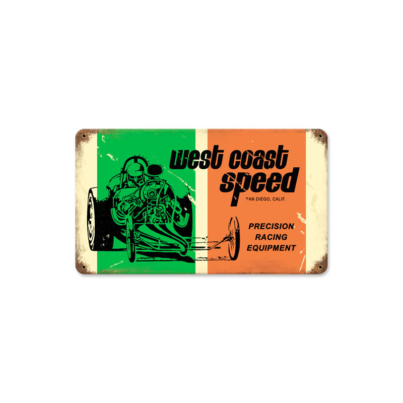 West Coast Speed, Automotive, Vintage Metal Sign, 14 X 8 Inches