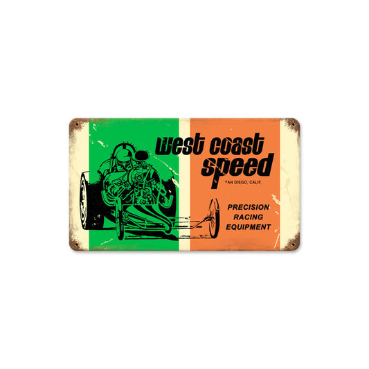 West Coast Speed, Automotive, Vintage Metal Sign, 14 X 8 Inches