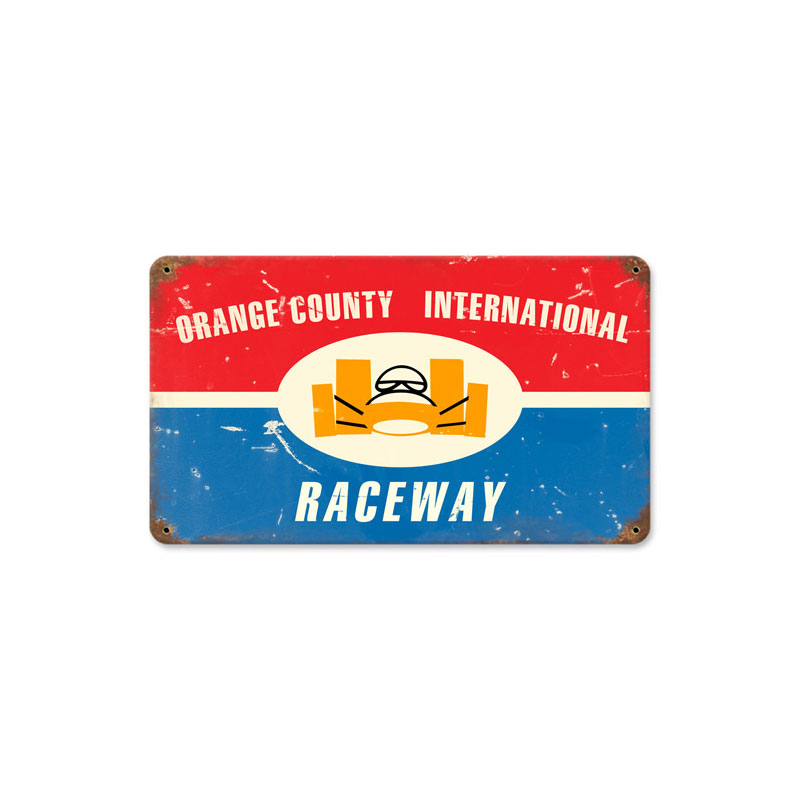 Orange County Raceway, Automotive, Vintage Metal Sign, 14 X 8 Inches