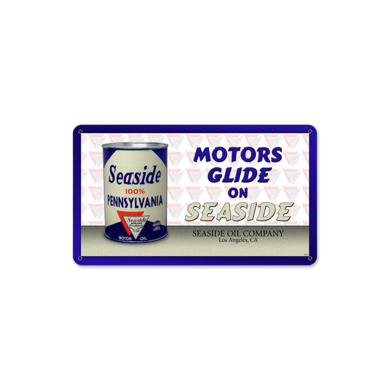 Seaside Oil Can, Automotive, Metal Sign, 14 X 8 Inches