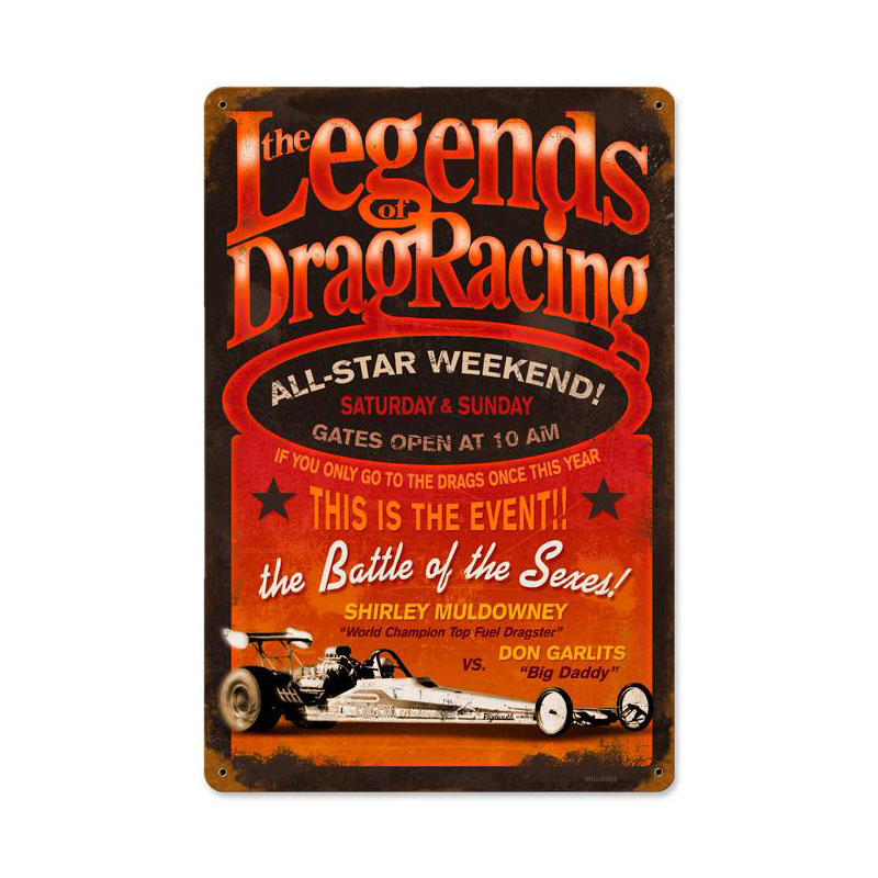 Legends Drag, Automotive, Vintage Metal Sign, 18 X 12 Inches