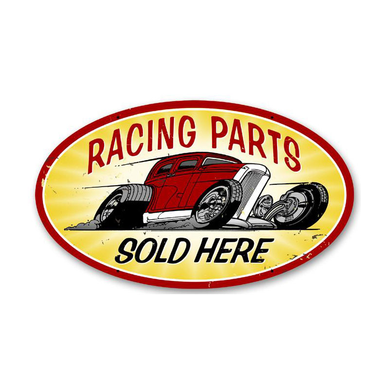 Racing Parts, Automotive, Oval Metal Sign, 14 X 24 Inches