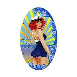 Anchors Aweigh, Military, Oval Metal Signs, 14 X 24 Inches