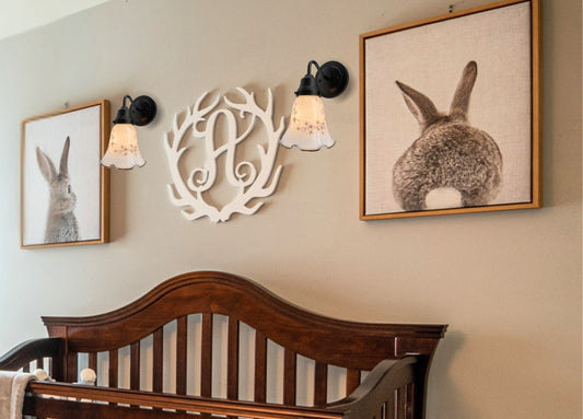 Antique PRINTED FLORAL 1960's Wall Sconce Lighting