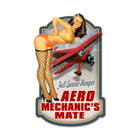 Aero Mechanics, Aviation, Custom Metal Shape, 17 X 10 Inches