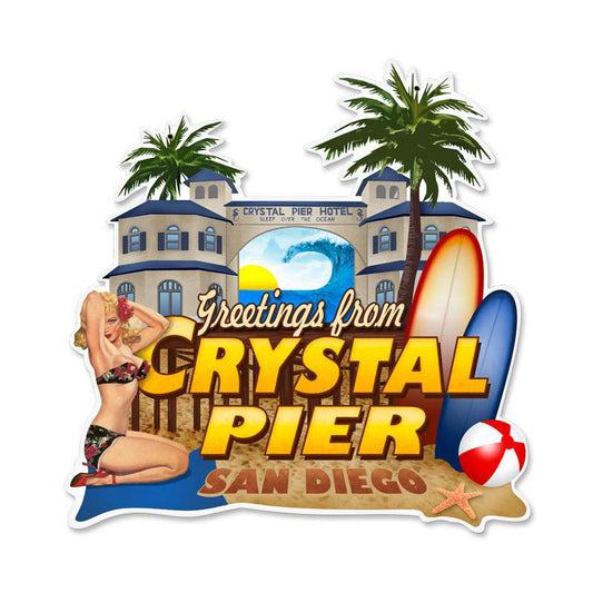 Crystal Pier, Pinup Girls, Custom Metal Shape, 16 X 16 Inches