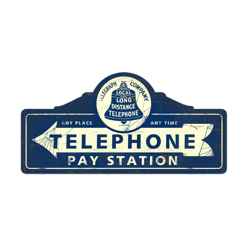 Telephone Paystation, Home and Garden, Custom Metal Shape, 26 X 12 Inches
