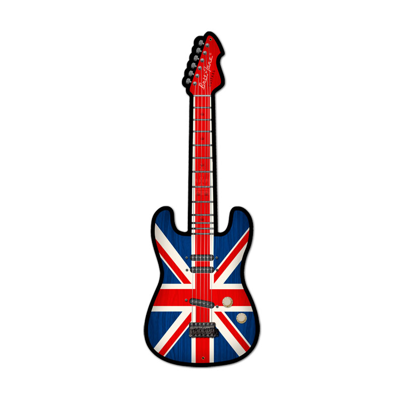 British Guitar, Sports and Recreation, Custom Metal Shape, 8 X 24 Inches