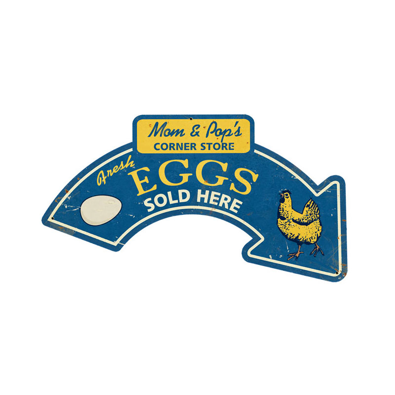 Eggs Arrow, Food and Drink, Custom Metal Shape, 21 X 10 Inches