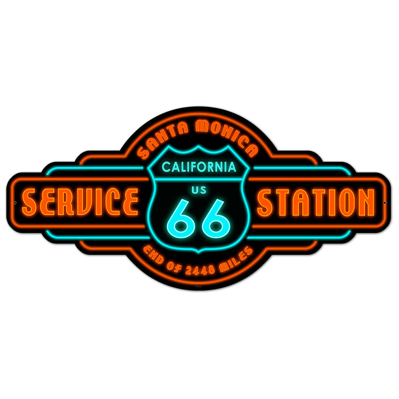 Santa Monica Service, Automotive, Custom Metal Shape, 26 X 12 Inches