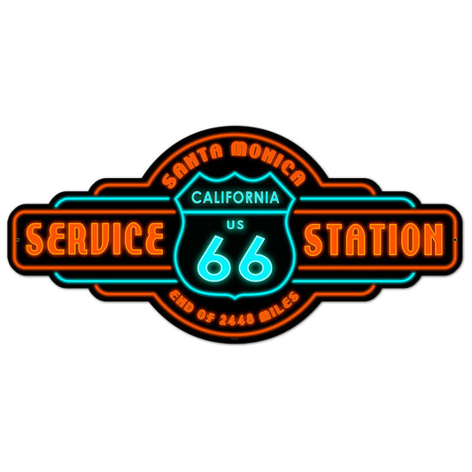 Santa Monica Service, Automotive, Custom Metal Shape, 26 X 12 Inches