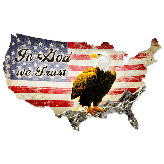 In God We Trust, Home and Garden, Custom Metal Shape, 25 X 16 Inches