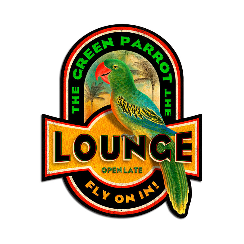 Green Parrot, Food and Drink, Custom Metal Shape, 17 X 20 Inches