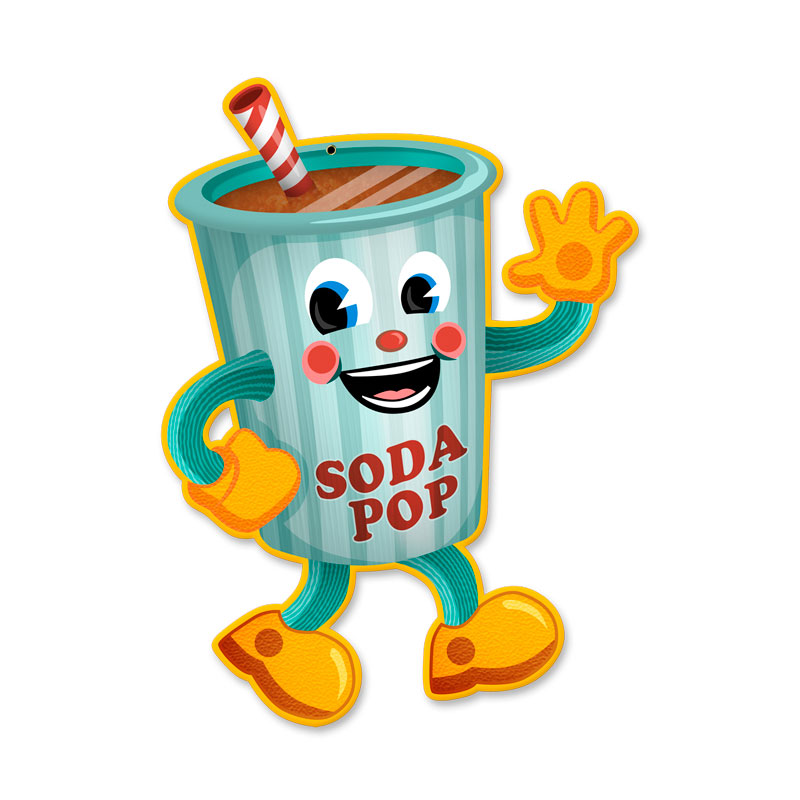 Soda Pop, Food and Drink, Custom Metal Shape, 10 X 14 Inches