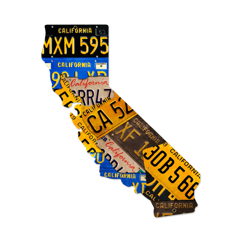 California License Plates, Automotive, Custom Metal Shape, 24 X 28 Inches