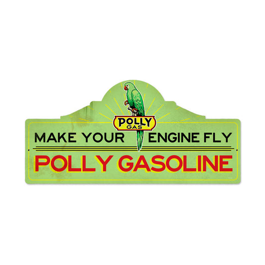 Polly Gas Station, Automotive, Custom Metal Shape, 26 X 12 Inches