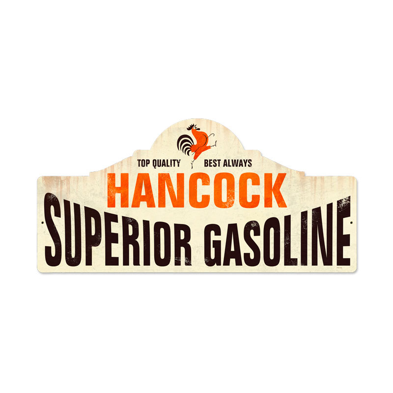 Hancock Gas Station, Automotive, Custom Metal Shape, 26 X 12 Inches