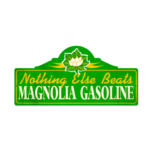 Magnolia Gas, Automotive, Custom Metal Shape, 26 X 12 Inches