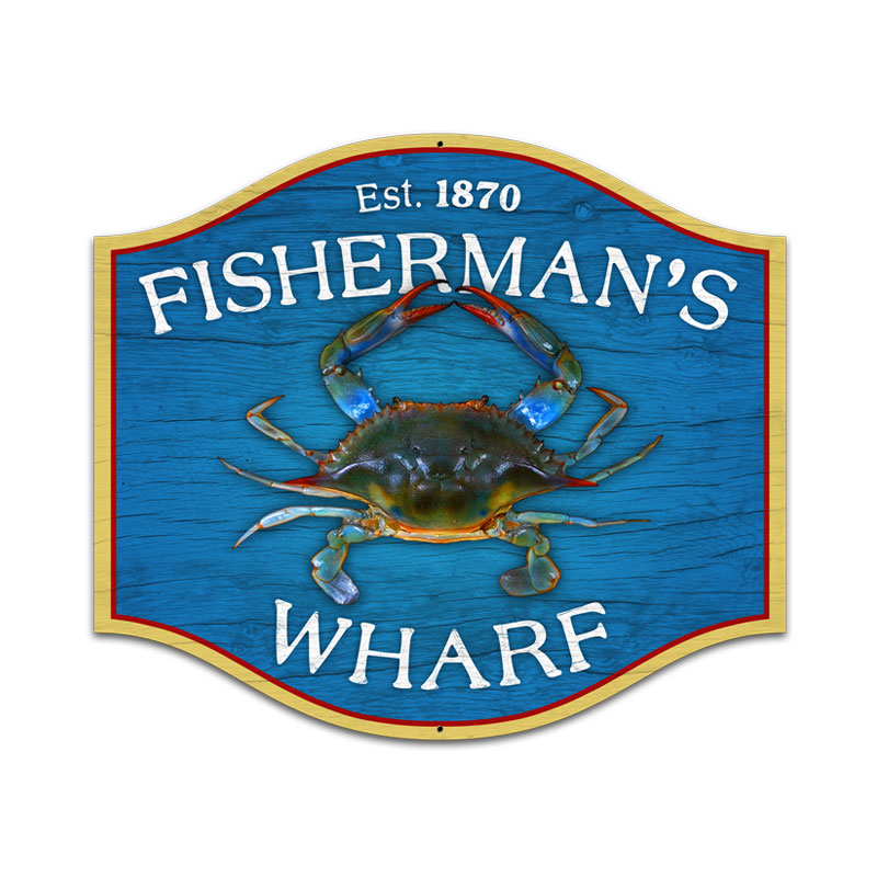 Fishermans Wharf, Bar and Alcohol, Custom Metal Shape, 18 X 16 Inches