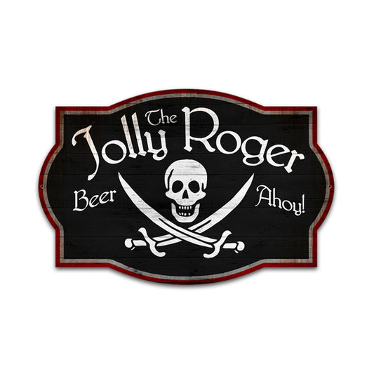 Jolly Roger, Bar and Alcohol, Custom Metal Shape, 24 X 16 Inches