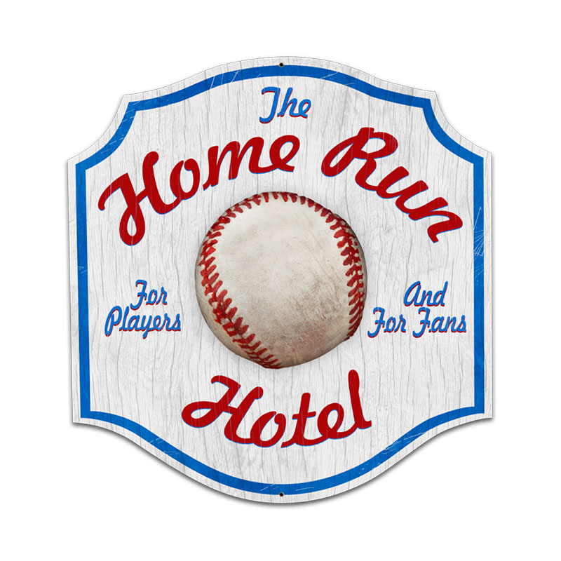 Home Run Hotel, Bar and Alcohol, Custom Metal Shape, 20 X 20 Inches