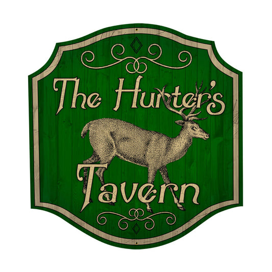 Hunters Tavern, Bar and Alcohol, Custom Metal Shape, 20 X 20 Inches