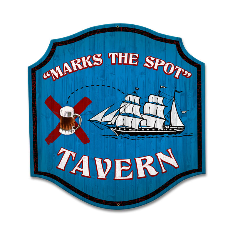Marks The Spot, Bar and Alcohol, Custom Metal Shape, 20 X 20 Inches
