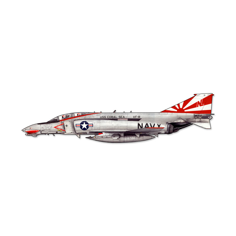 Phantom, Aviation, Custom Metal Shape, 24 X 7 Inches