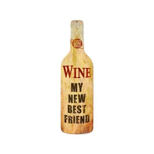 Wine Best Friend, Bar and Alcohol, Custom Metal Shape, 8 X 26 Inches