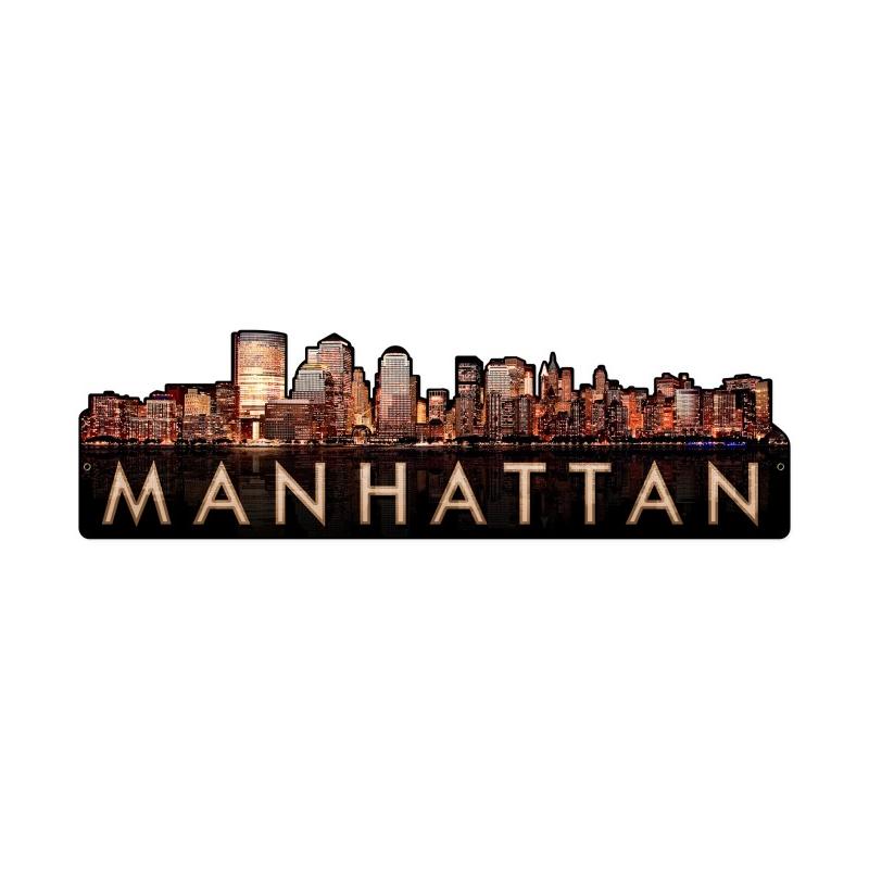 Manhattan Skyline, Travel, Custom Metal Shape, 29 X 9 Inches