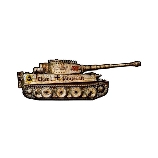 Tiger Tank, Allied Military, Custom Metal Shape, 25 X 8 Inches