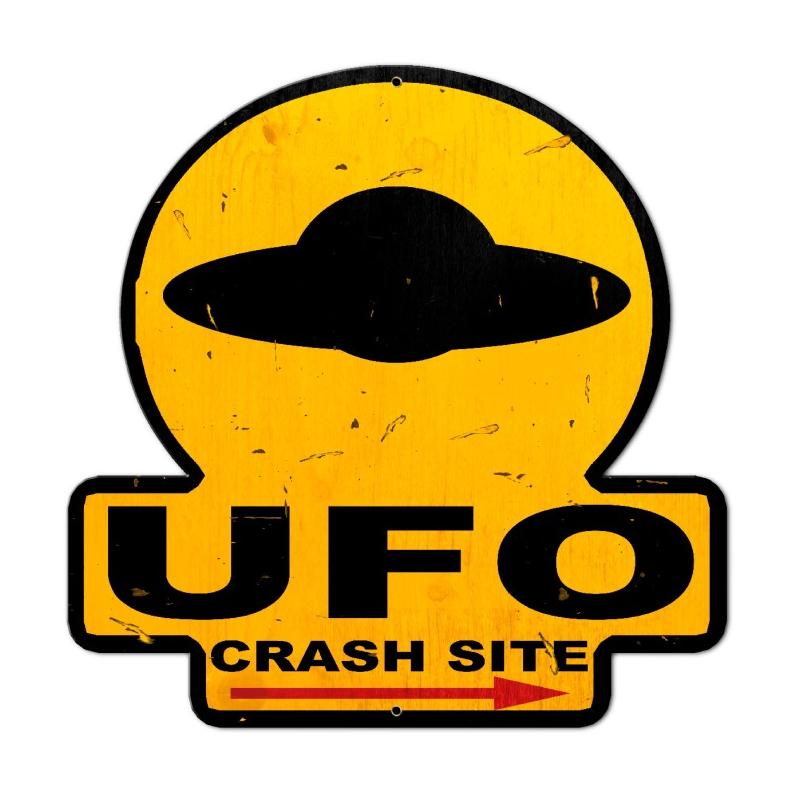 UFO Crash Site, Humor, Custom Metal Shape, 16 X 16 Inches
