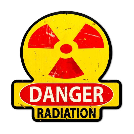 Danger Radiation, Humor, Custom Metal Shape, 16 X 16 Inches