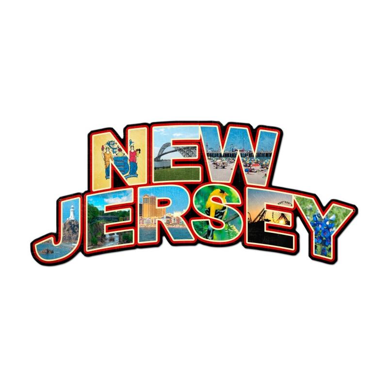 New Jersey Landmarks, Travel, Custom Metal Shape, 28 X 13 Inches