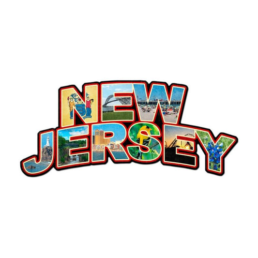 New Jersey Landmarks, Travel, Custom Metal Shape, 28 X 13 Inches
