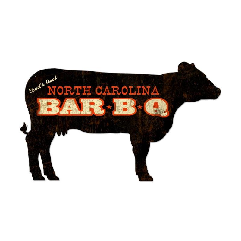 North Carolina BBQ Cow, Home and Garden, Custom Metal Shape, 28 X 16 Inches