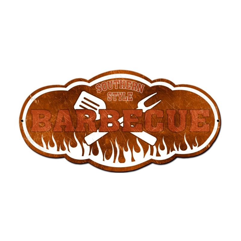 Southern Style Barbecue, Home and Garden, Custom Metal Shape, 24 X 12 Inches