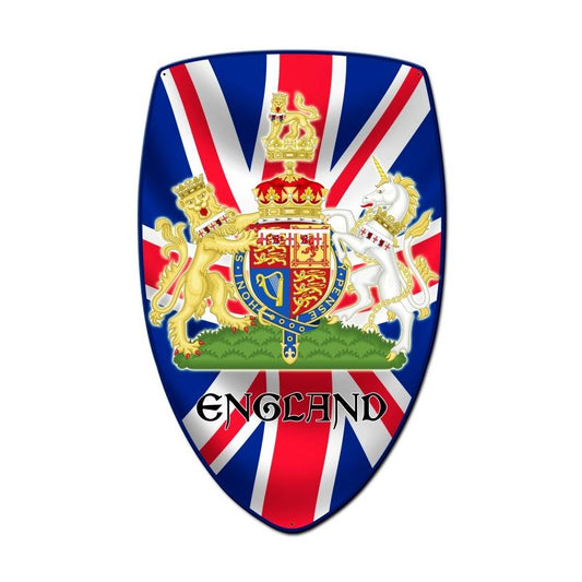 England Shield, Travel, Custom Metal Shape, 21 X 32 Inches