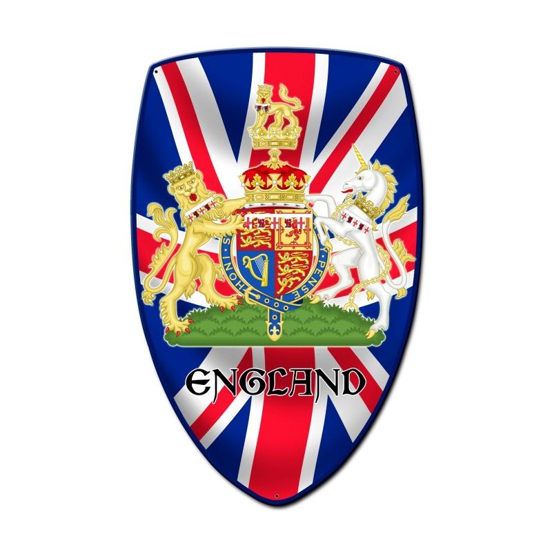 England Shield, Travel, Custom Metal Shape, 15 X 24 Inches