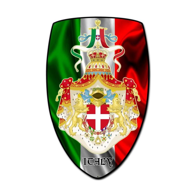 Italy Shield, Travel, Custom Metal Shape, 15 X 24 Inches
