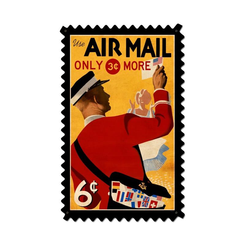 Air Mail Postage Stamp, Aviation, Metal Sign, 15 X 24 Inches