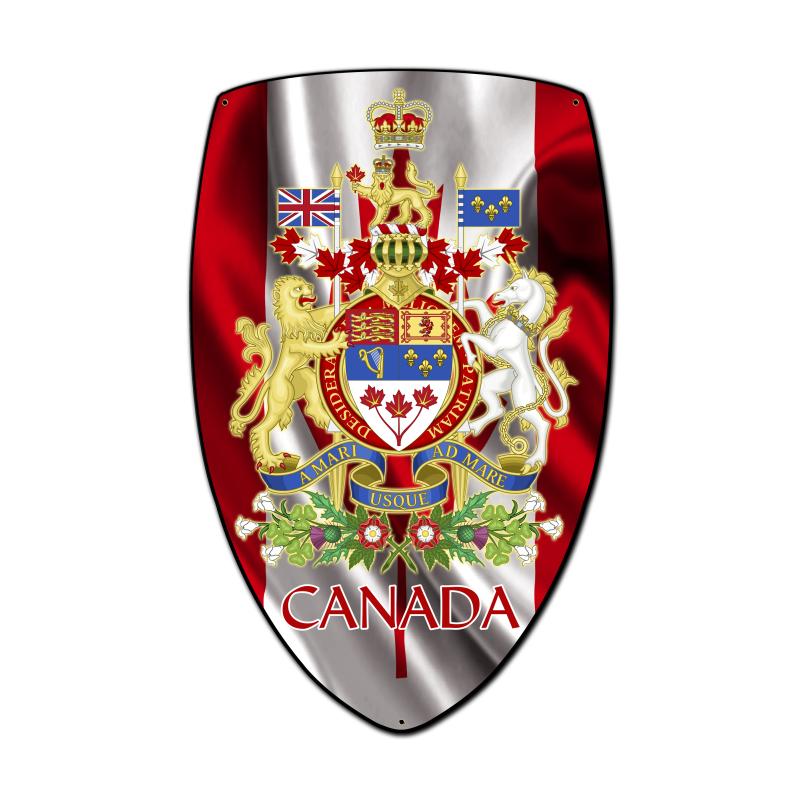 Canada Shield, Travel, Custom Metal Shape, 21 X 32 Inches
