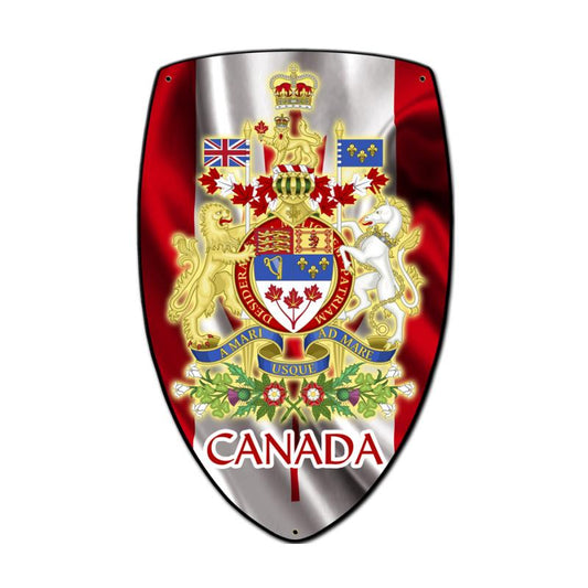 Canada Shield, Travel, Custom Metal Shape, 7 X 10 Inches