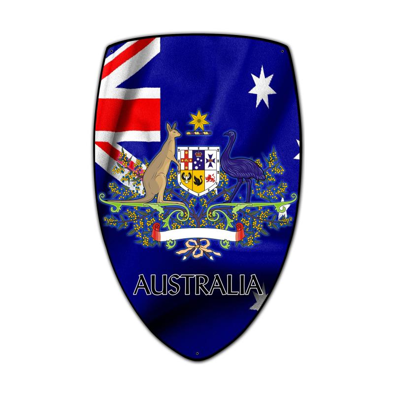 Australia Shield, Travel, Custom Metal Shape, 15 X 24 Inches